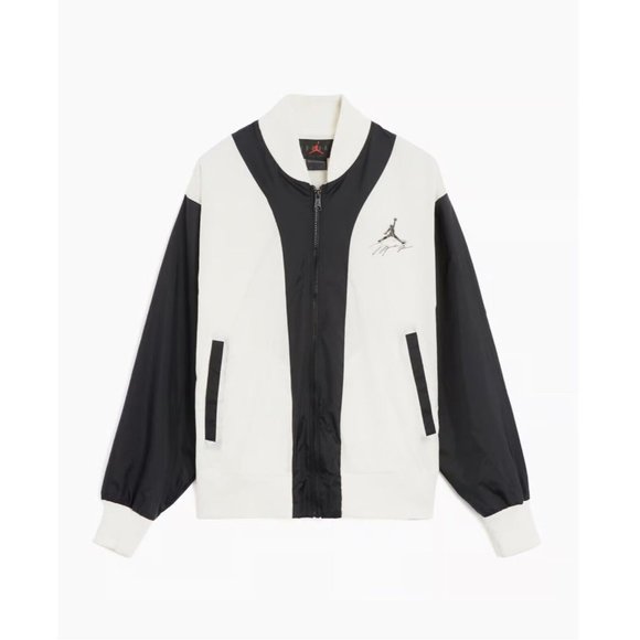 Jordan Flight Jacket Mens Large MVP FB7032-133 Black Off White New Back Spellout - Picture 3 of 13